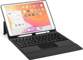Case2go - Bluetooth toetsenbord Tablet hoes geschikt voor iPad 2021/2020/2019 - 10.2 Inch - met Touchpad & Toetsenbord verlichting - Zwart