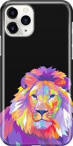 Apple iPhone 11 Pro Max Telefoonhoesje - Premium Hardcase Hoesje - Dun en stevig plastic - Met Dierenprint - Leeuw - Roze