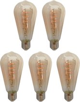 Bundel | 5 stuks | LED Filament Edison lamp amber | 64mm | 4 Watt | Dimbaar | 2700K