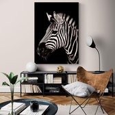 Poster Dark Zebra - Dibond - Meerdere Afmetingen & Prijzen | Wanddecoratie - Interieur - Art - Wonen - Schilderij - Kunst