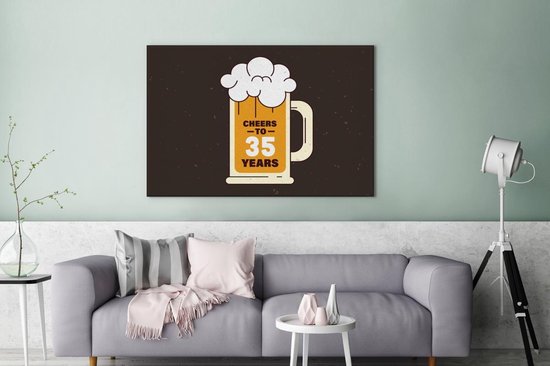 Toile Peinture Anniversaire - Cadeau Anniversaire - 35 Ans - 140x90 cm - Décoration murale