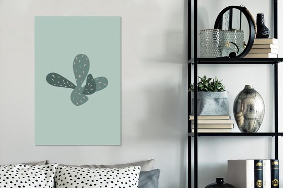 Tableau Été - Cactus - Blauw - 60x90 cm - Décoration murale