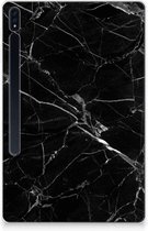Tablet Cover Geschikt voor Samsung Galaxy Tab S7 Plus Hoes Marmer Zwart met doorzichte zijkanten