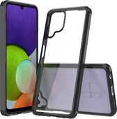 Mobigear Hoesje geschikt voor Samsung Galaxy A22 4G Telefoonhoesje Hardcase | Mobigear Crystal Backcover | Galaxy A22 4G Case | Back Cover - Transparant / Zwart