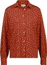 Cyell ART OF DOT dames pyjamatop lange mouwen - roestbruin met dots - Maat 40 Roestbruin met dots maat 40 (L)