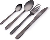 Bol.com Alpina Set Bestek - 4-Persoons: 4 Messen 4 Vorken 4 Eetlepels 4 kleine Lepels - Vaatwasserbestendig - RVS - Zwart aanbieding