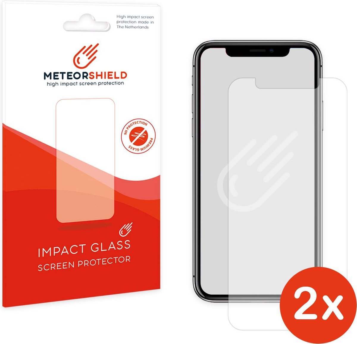 2 stuks: Meteorshield iPhone X screenprotector - Ultra clear impact glass