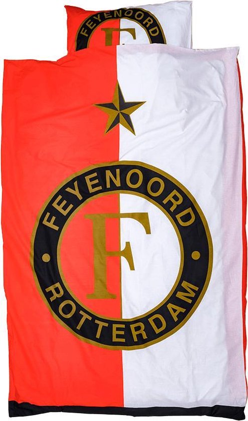 Feyenoord Dekbed rood/wit - Eenpersoons - 140 x 200cm - Voetbal - Cadeau - Kinderen -  Unisex