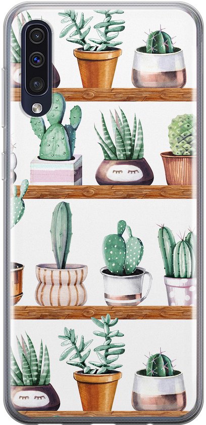 Coque Samsung A70 - Cactus | Coque Samsung Galaxy A70 | Étui en Siliconen TPU | Couverture arrière transparente