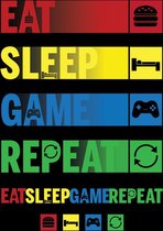 Poster - Eat Sleep Game Repeat - 91.5 X 61 Cm - Multicolor
