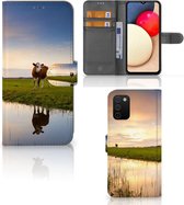 Smartphone Hoesje Geschikt voor Samsung Galaxy A03s Flip Case Koe