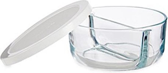 Boîte à Lunch 2 Compartiments Blanc Transparent Verre  16 X 7 X 16 Cm