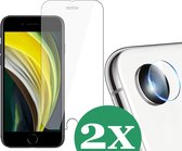 Geschikt voor iPhone SE 2022 / 2020 / 8 / 7 Screen Protector Glas en Camera Screenprotector - 2 Stuks