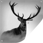 Décoration de Jardin un cerf avec bois - noir et blanc - 30x40 cm - Toile de jardin