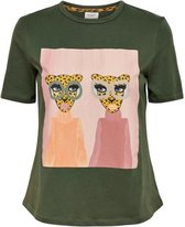 Jacqueline de Yong T-shirt Jdydelly Life S/s Print Top Jrs 15233464 Deep Depths/twin Leopard Dames Maat - L