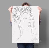 Bloemen Kroon Lijntekening Print Poster Wall Art Kunst Canvas Printing Op Papier Met Waterproof Inkt 40x50cm Multi-color