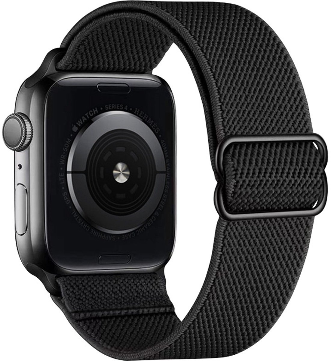 Nylon solo loop band - zwart - Geschikt voor Apple Watch 38mm, 40mm & 41mm
