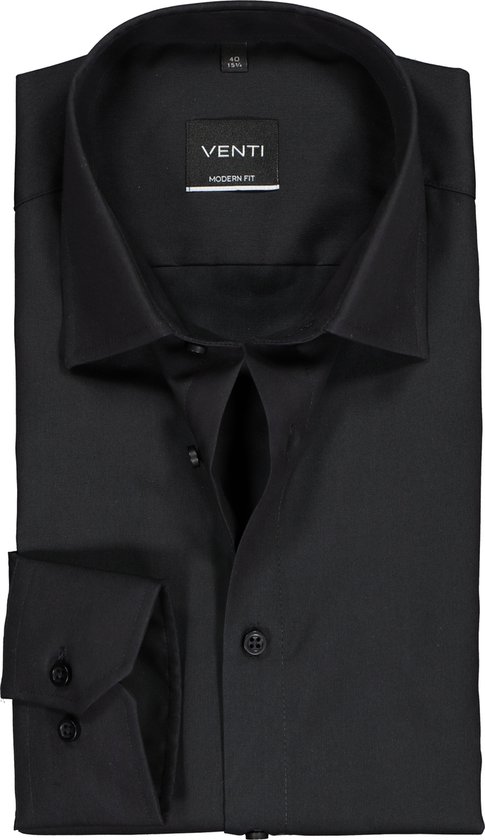 Chemise coupe moderne VENTI - noir - Sans repassage - Côtes Taille: 40