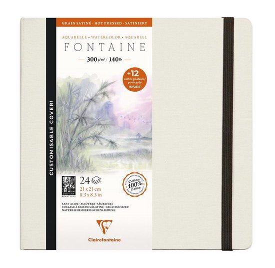 Fontaine aquarel notebook 21 x 21 cm 300g hot pressed | bol