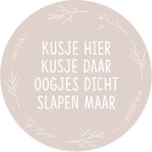 Label2X - Schilderij - Kids Kusje Hier Wreath Dibond - Multicolor - 40 X 40 Cm