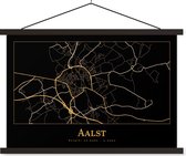 Posterhanger incl. Poster 60x40 cm - Schoolplaat - Kaart - Aalst - Zwart - Goud - Textielposter - Zwarte latten