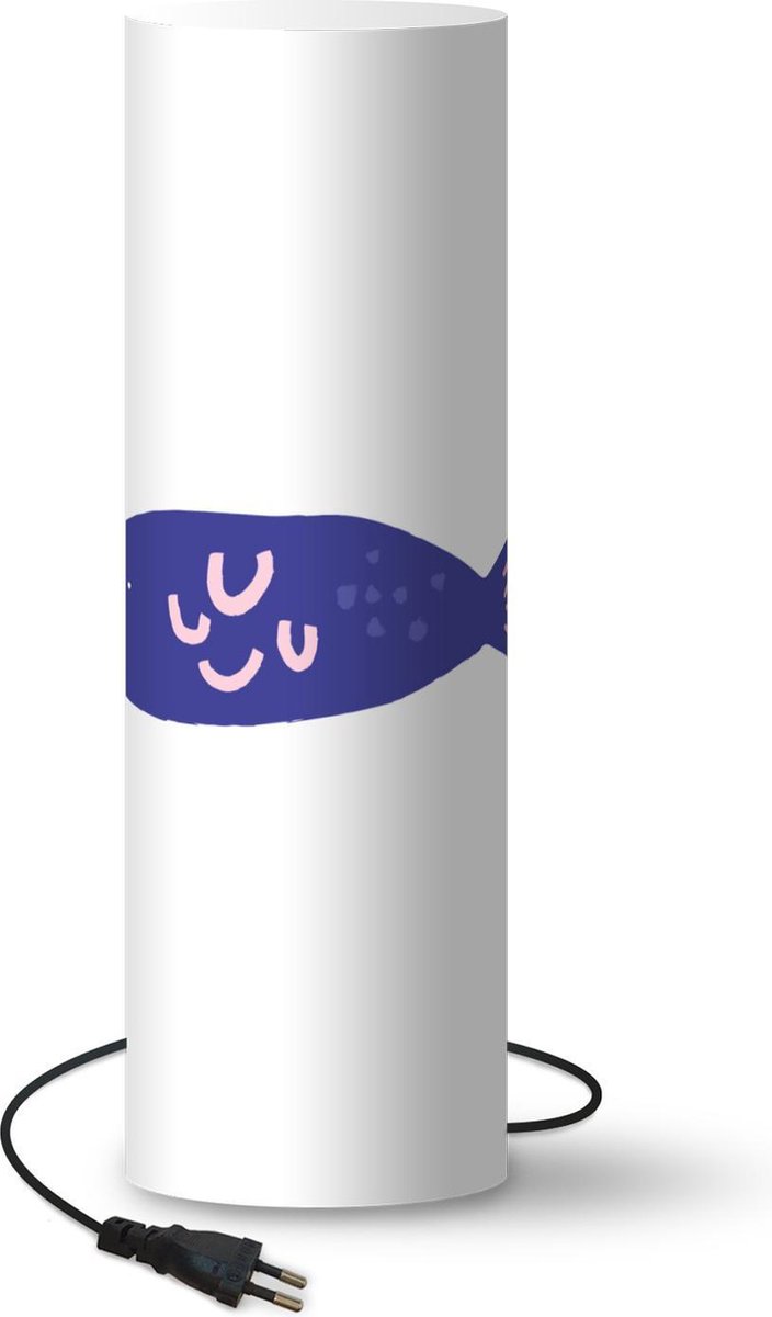 Lamp - Nachtlampje - Tafellamp slaapkamer - Vis - Pastel - Paars - 50 cm hoog - Ø15.9 cm - Inclusief LED lamp