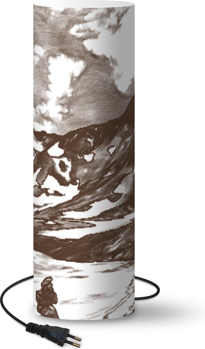 Lamp - Nachtlampje - Tafellamp slaapkamer - Berg - Zee - Strand - 70 cm hoog - Ø22.3 cm - Inclusief LED lamp