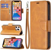 Voor iPhone 13 mini Retro Lamsleer Textuur Pure Kleur Horizontale Flip PU Lederen Case, met Houder & Kaartsleuven & Portemonnee & Lanyard (Geel)