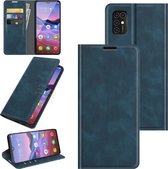 Voor ZTE Blade V2020 Smart Retro-skin Zakelijke Magnetische Zuignap Lederen Case met Houder & Kaartsleuven & Portemonnee (Donkerblauw)