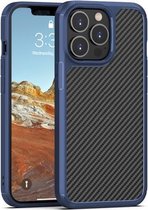 Pioneer koolstofvezeltextuur schokbestendig TPU + pc-hoesje voor iPhone 13 mini (blauw)