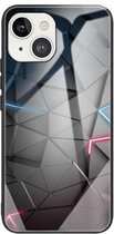 Kleurrijk geschilderd glas schokbestendig beschermhoes voor iPhone 13 (Technology Rhombus)