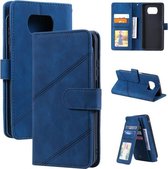 Voor Xiaomi Poco X3 NFC Skin Feel Business Horizontale Flip PU Lederen Case met Houder & Multi-kaartsleuven & Portemonnee & Lanyard & Fotolijst (Blauw)