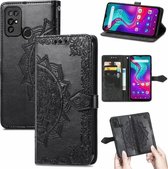 Voor Doogee X96 Pro Mandala Bloem Reliëf Horizontale Flip Lederen Case met Houder & Drie Kaartsleuven & Portemonnee & Lanyard (Zwart)