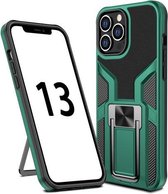 Armor 2 in 1 pc + TPU magnetische schokbestendige hoes met opvouwbare houder voor iPhone 13 Pro Max (groen)