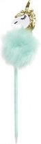 Fluffy balpen met eenhoorn groen 28,5 cm