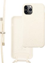 Coverzs Bio silicone case met koord geschikt voor Apple iPhone 11 Pro Max - wit