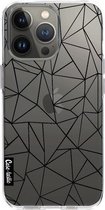 Casetastic Apple iPhone 13 Pro Hoesje - Softcover Hoesje met Design - Abstraction Outline Black Transparent Print