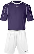 Masita | Sportshirt Heren & Dames Korte Mouw - Striker - Licht Elastisch Polyester Ademend Vocht Regulerend - PURPLE/WHITE - 140