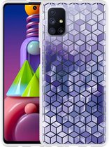 Hoesje Geschikt voor Samsung Galaxy M51 Paars Hexagon Marmer