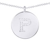 Tracelet - Zilveren Kettingen | Letter Ketting P | Zilveren initialen ketting P met zirkonia | 925 Sterling Zilver - 925 Keurmerk stempel - 925 Zilver Certificaat | Valentijn tip