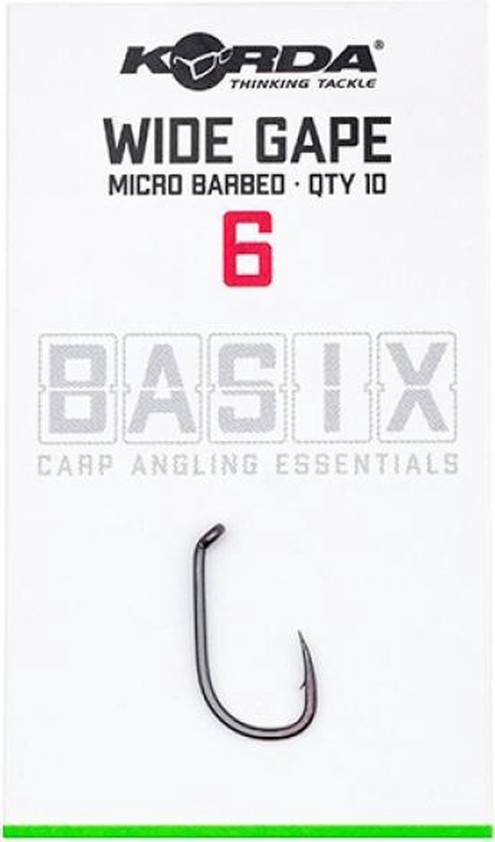 Korda Basix Wide Gape - Haak - Maat 6 - Grijs