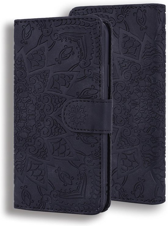 Samsung Galaxy S10 Plus hoesje - Bookcase - Pasjeshouder - Portemonnee - Mandalapatroon - Kunstleer - Zwart