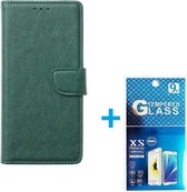 Portemonnee Book Case Hoesje + 2x Screenprotector Glas Geschikt voor: Oppo Find X3 Neo - groen