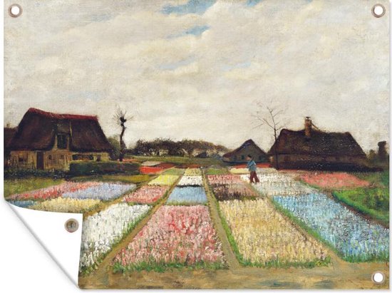 Muurdecoratie buiten Bollenvelden - Vincent van Gogh - 160x120 cm - Tuindoek - Buitenposter