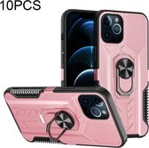 10 PCS Shield Armor PC + TPU-beschermhoes met 360 graden rotatieringhouder voor iPhone 12 mini (roségoud)