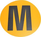 Magazijn vloersticker   -  Ø 19 cm   -  geel / zwart   -  Letter M