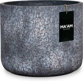 Eden - stoere ronde cilinder bloempot - ⌀ 27cm - zwart / grijs - industrieel - trendy design - met afwateringsgat - buiten/binnen - vorstbestendig - plantenbak/bloembak