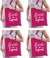 4x Vrijgezellenfeest Bride Squad tasje roze/ goodiebag dames - Accessoires vrijgezellen party vrouw
