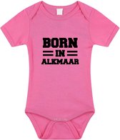 Born in Alkmaar tekst baby rompertje roze meisjes - Kraamcadeau - Alkmaar geboren cadeau 92 (18-24 maanden)