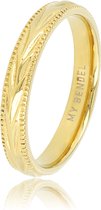My Bendel - Ring Goudkleurig met Blad Motief - 3.5 Mm - Goudkleurige Ring met Bladmotief - 3,5 Mm - Verkleurt Niet - met Luxe Cadeauverpakking | Sieraden Voor Dames | Maat 16.00 Mm / Maat 50